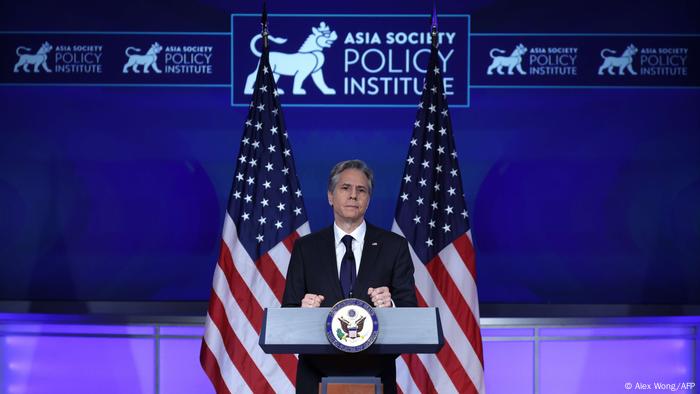 Außenminister Antony Blinken spricht im Jack Morton Auditorium der George Washington University über China