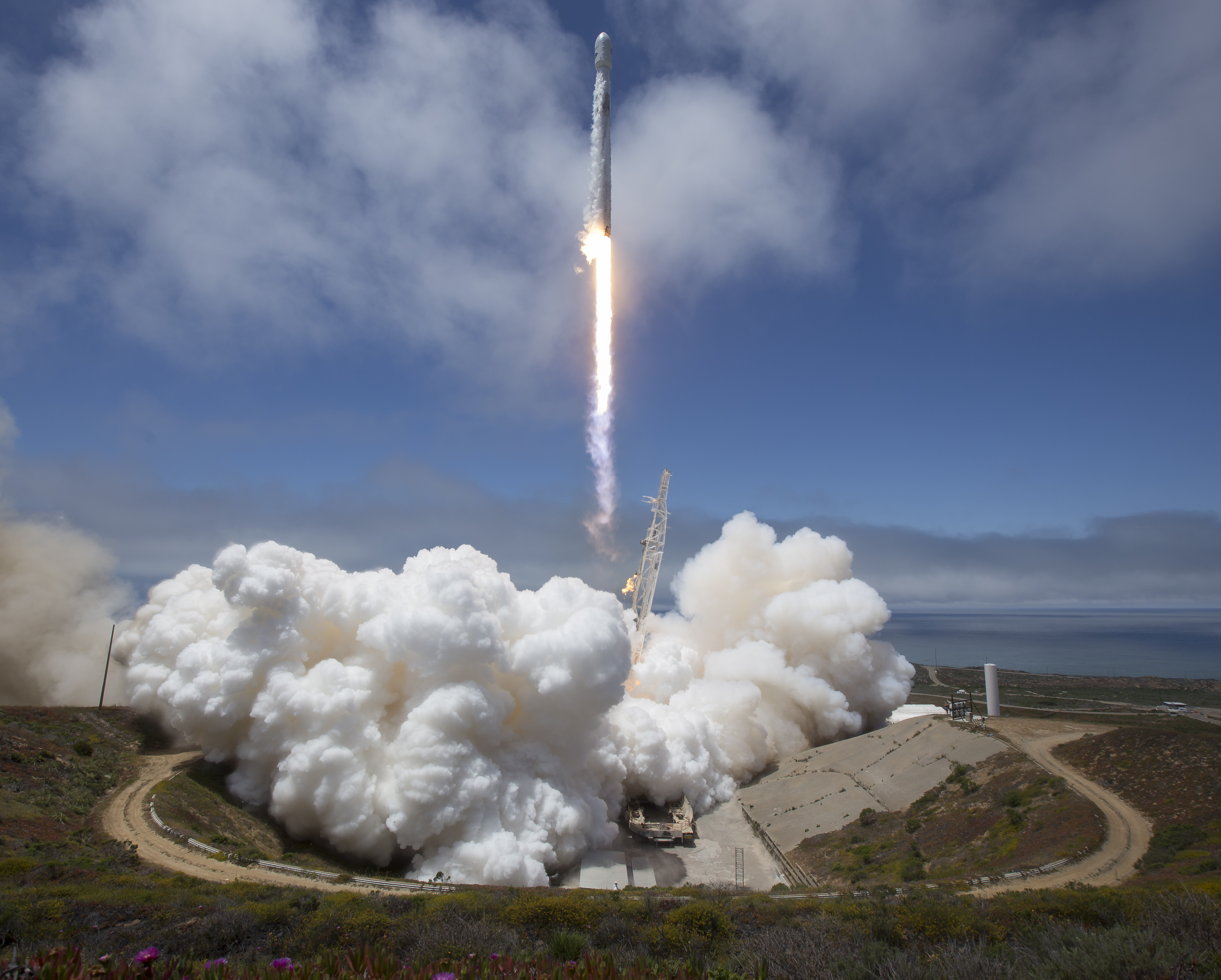 A SpaceX Falcon 9 rocket launch in 2018 from Vandenberg Air Force Base in California. 