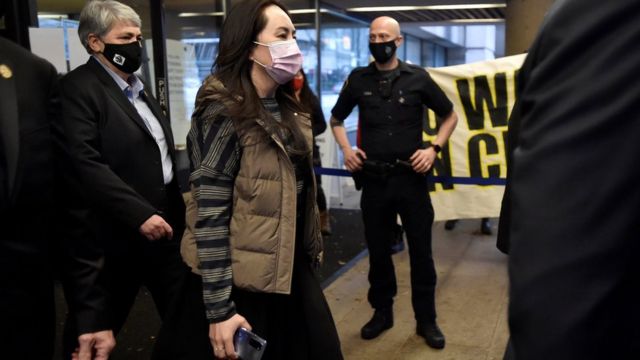 Huawei Technologies Chief Financial Officer Meng Wanzhou leaves court on a lunch break in Vancouver, British Columbia, Canada December 7, 2020.