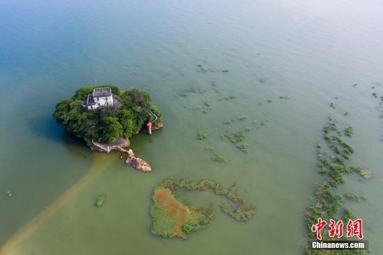  资料图：无人机拍摄的洪水中的江西鄱阳湖都昌印山。中新社发 傅建斌 摄