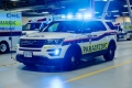 Paramedic vehicle with flashing lights