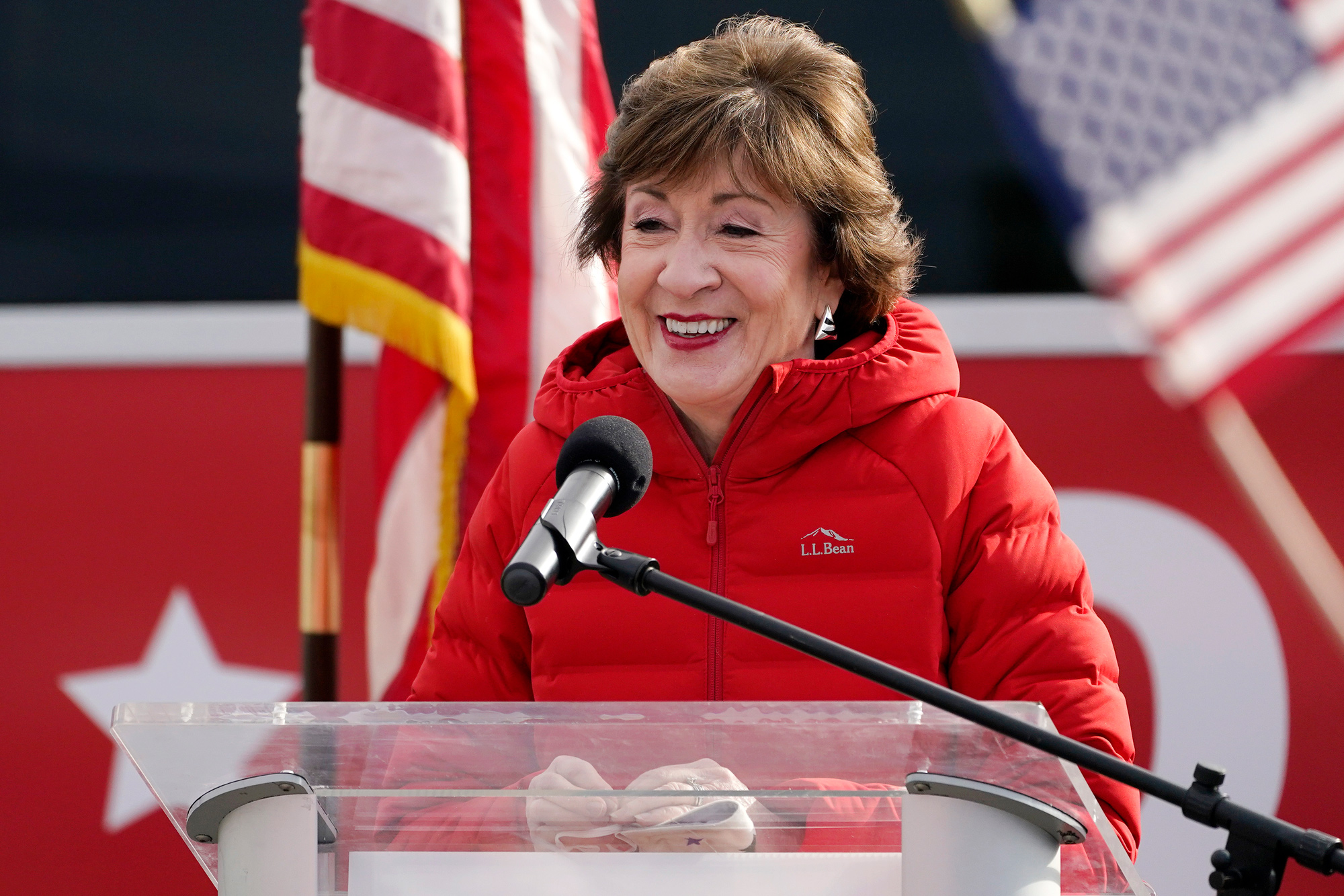 Republican Sen. Susan Collins speaks on November 4 in Bangor, Maine.