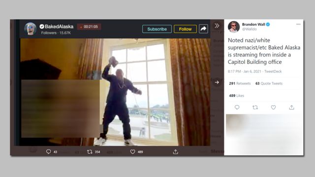 Online personality known as Baked Alaska filmed inside the Capitol