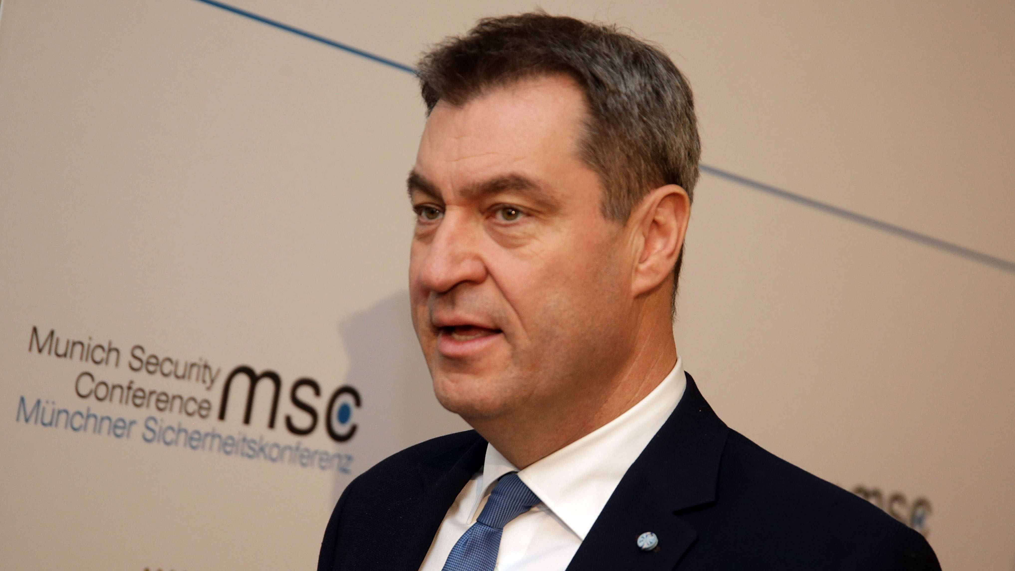 Bavarian state premier Markus Soder arrives for a state dinner during the 2020 Munich Security Conference in Munich, Germany, on February 15.