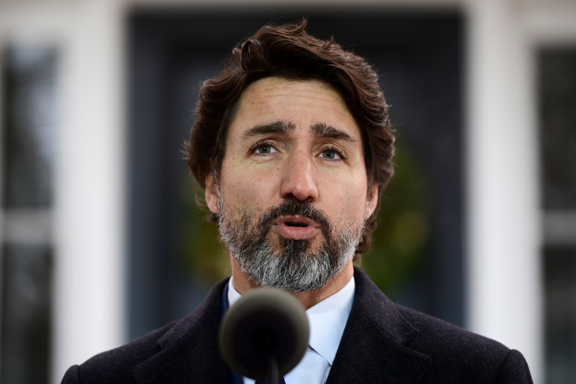 Prime Minister Justin Trudeau holds a press conference at Rideau Cottage in Ottawa on December 1.