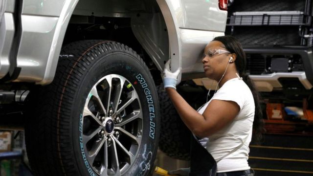 Worker at Ford truck plant