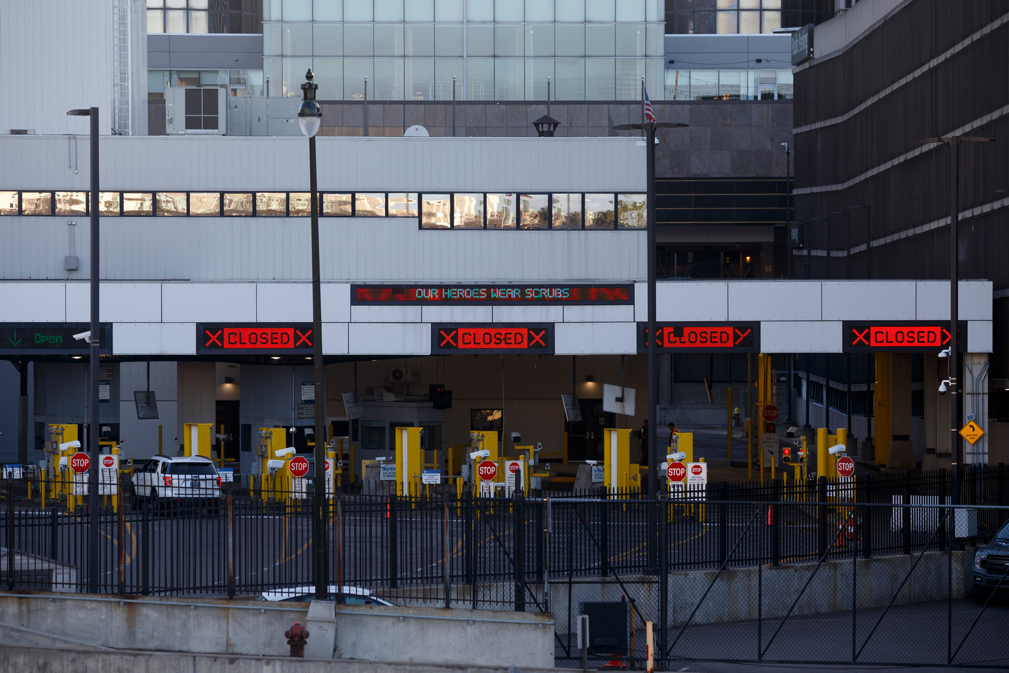 A view of the U.S.-Canada border crossing is seen on April 8 from Detroit. 