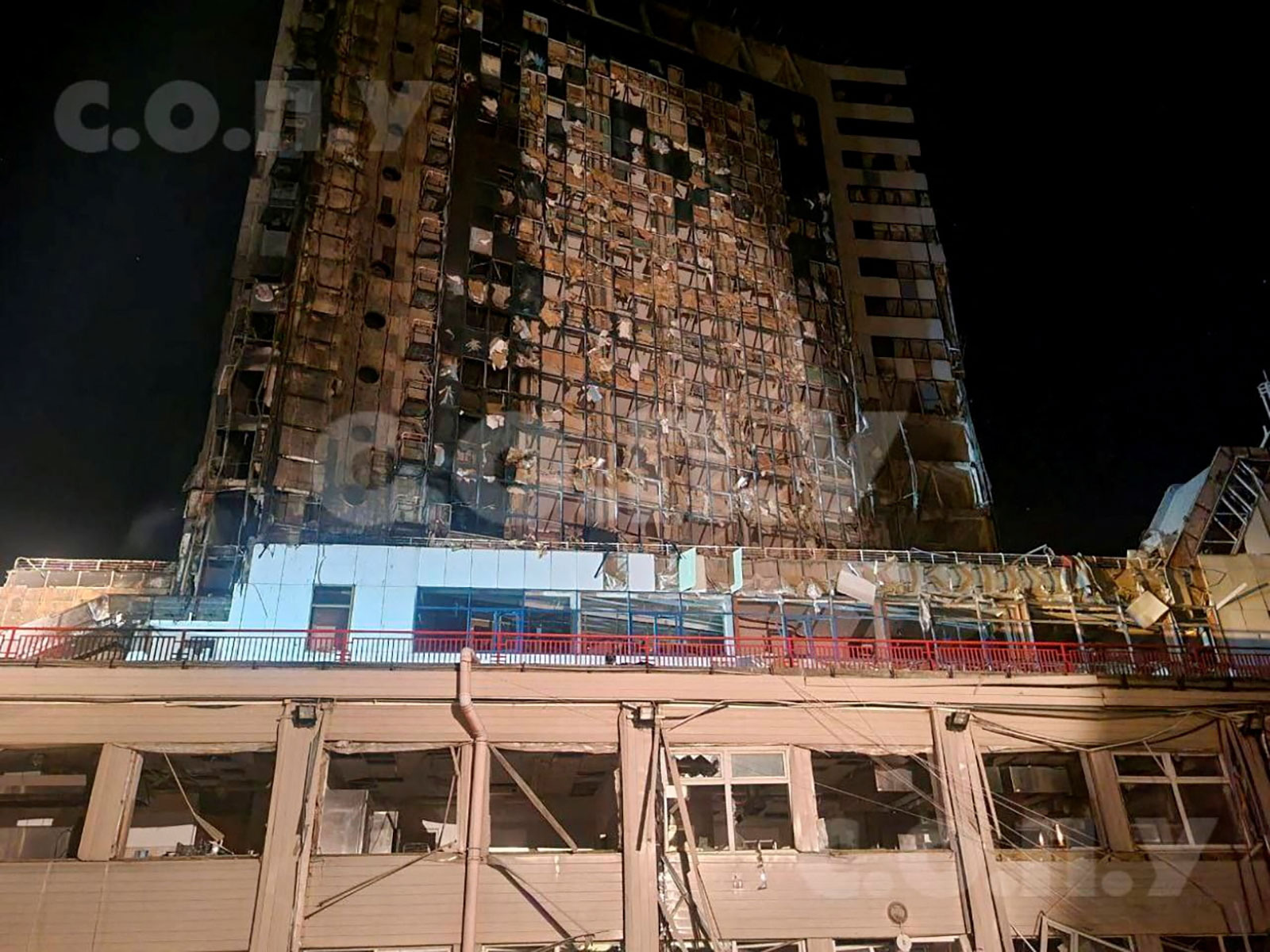 Damaged buildings are seen after a Russian attack in Odesa, Ukraine, on Monday, September 25, 2023.