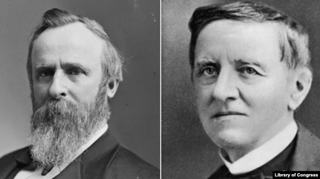 Rutherford B. Hayes (left) and Samuel J. Tilden.