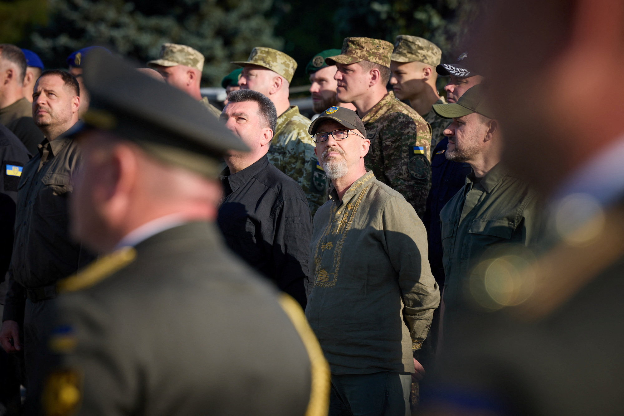 Oleksii Reznikov attends a ceremony in Kyiv on August 23.