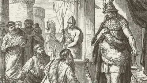 Getty Images An engraving of Prince Rurik in 862