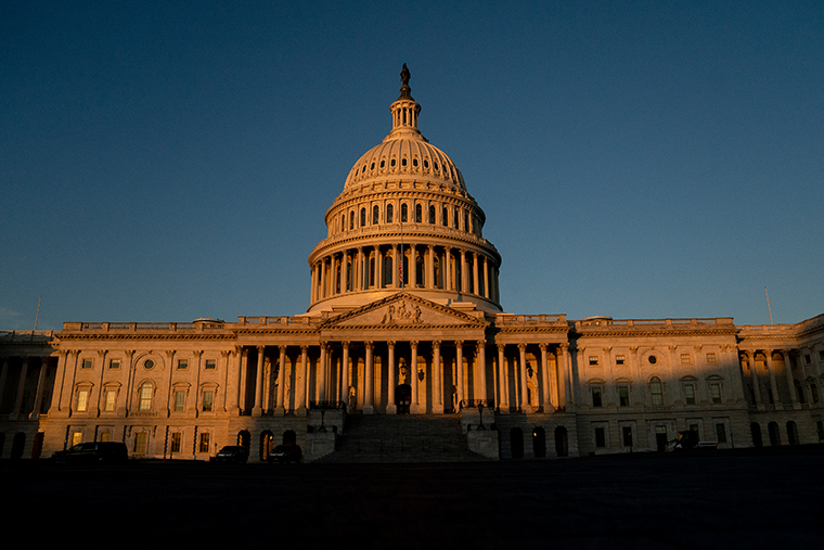 The U.S. Capitol stands on January 13, 2021 in Washington, DC.