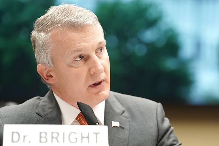 Dr. Richard Bright, former director of the Biomedical Advanced Research and Development Authority, testifies during a House Energy and Commerce Subcommittee on Health hearing to discuss protecting scientific integrity in response to the coronavirus outbreak on Thursday, May 14, 2020. in Washington, DC. 