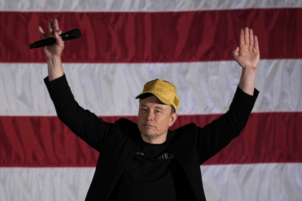 Elon Musk speaks as part of a campaign town hall.