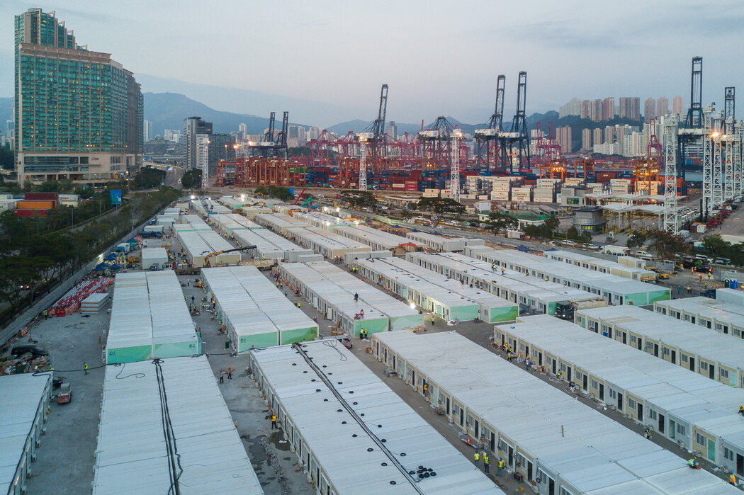 香港青衣岛一个用于安置新冠患者的临时隔离点。