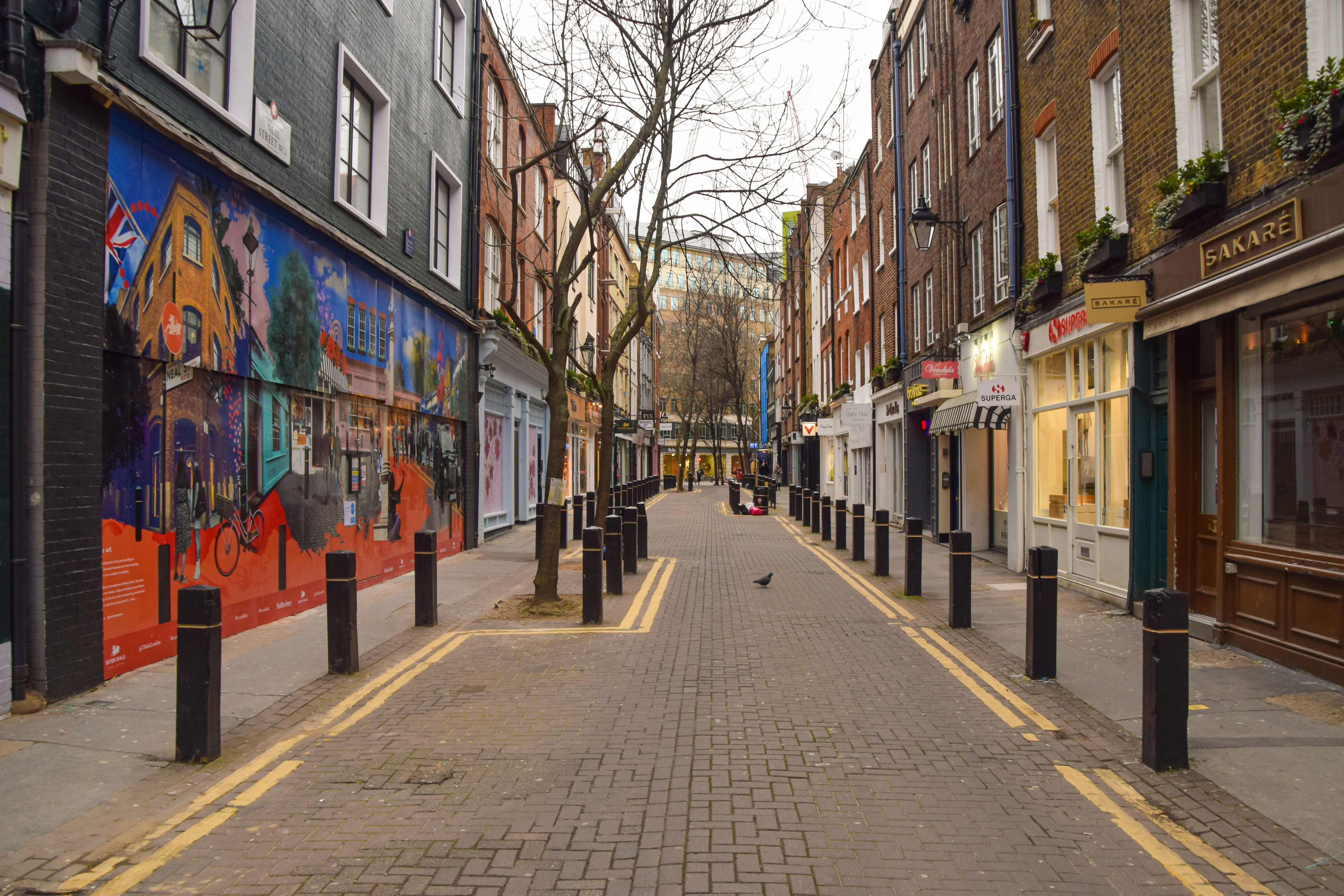 Neal Street in London's Covent Garden is empty on February 14.