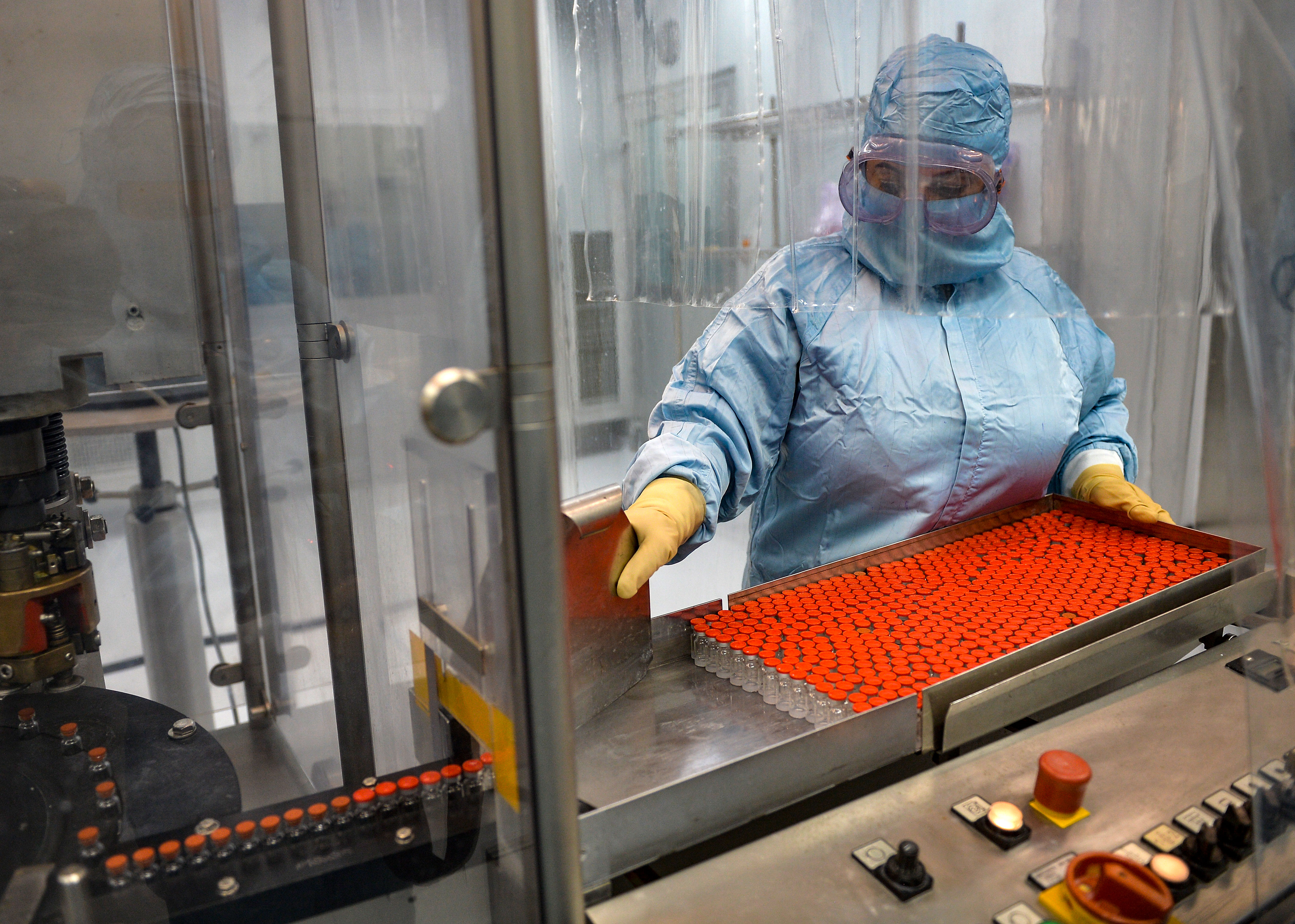 A technician works with the Soberana 02 Covid-19 vaccine at the Finlay Vaccine Institute in Havana, Cuba, on January 20.