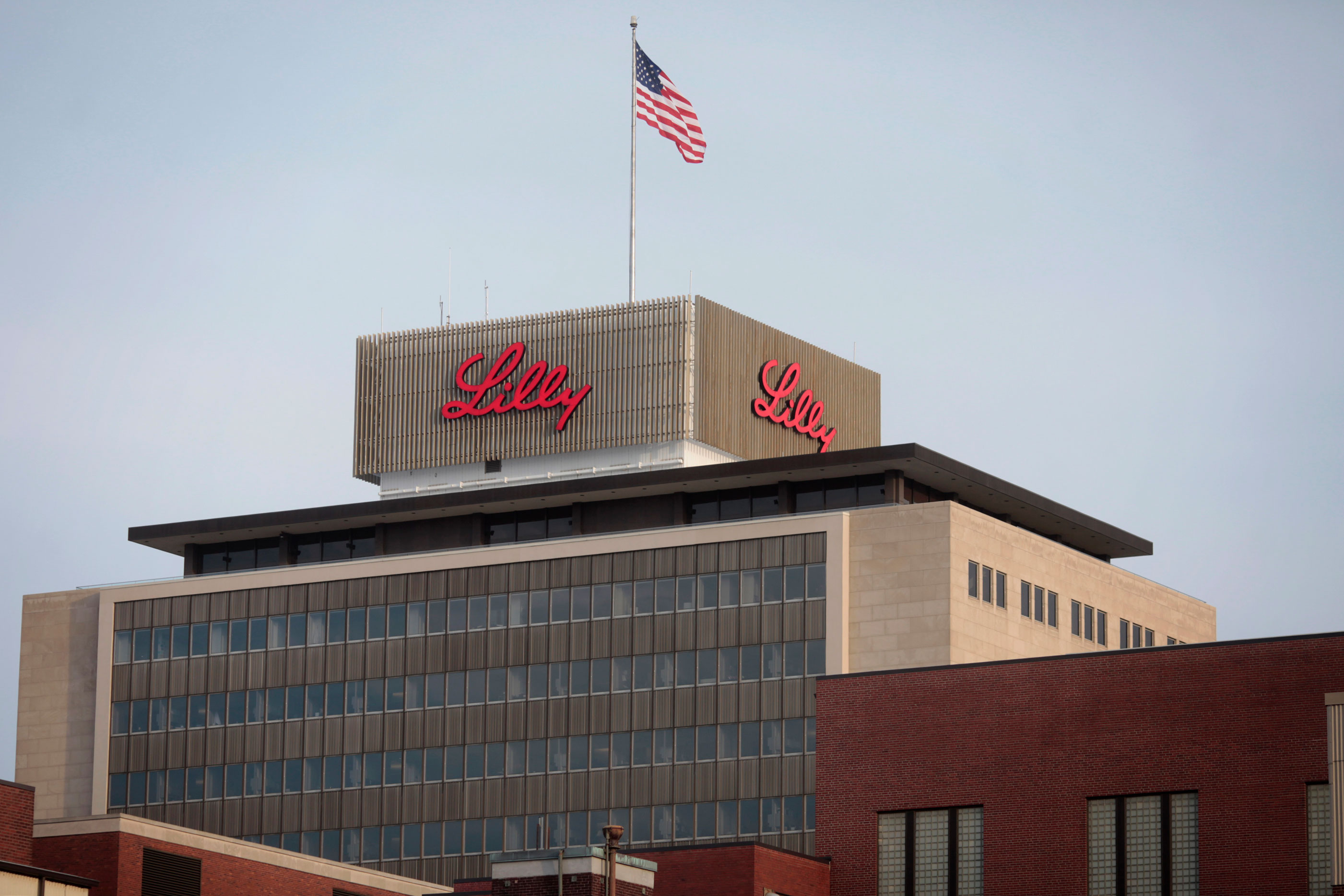 Eli Lilly & Co. corporate headquarters stand in Indianapolis on May 21, 2012.