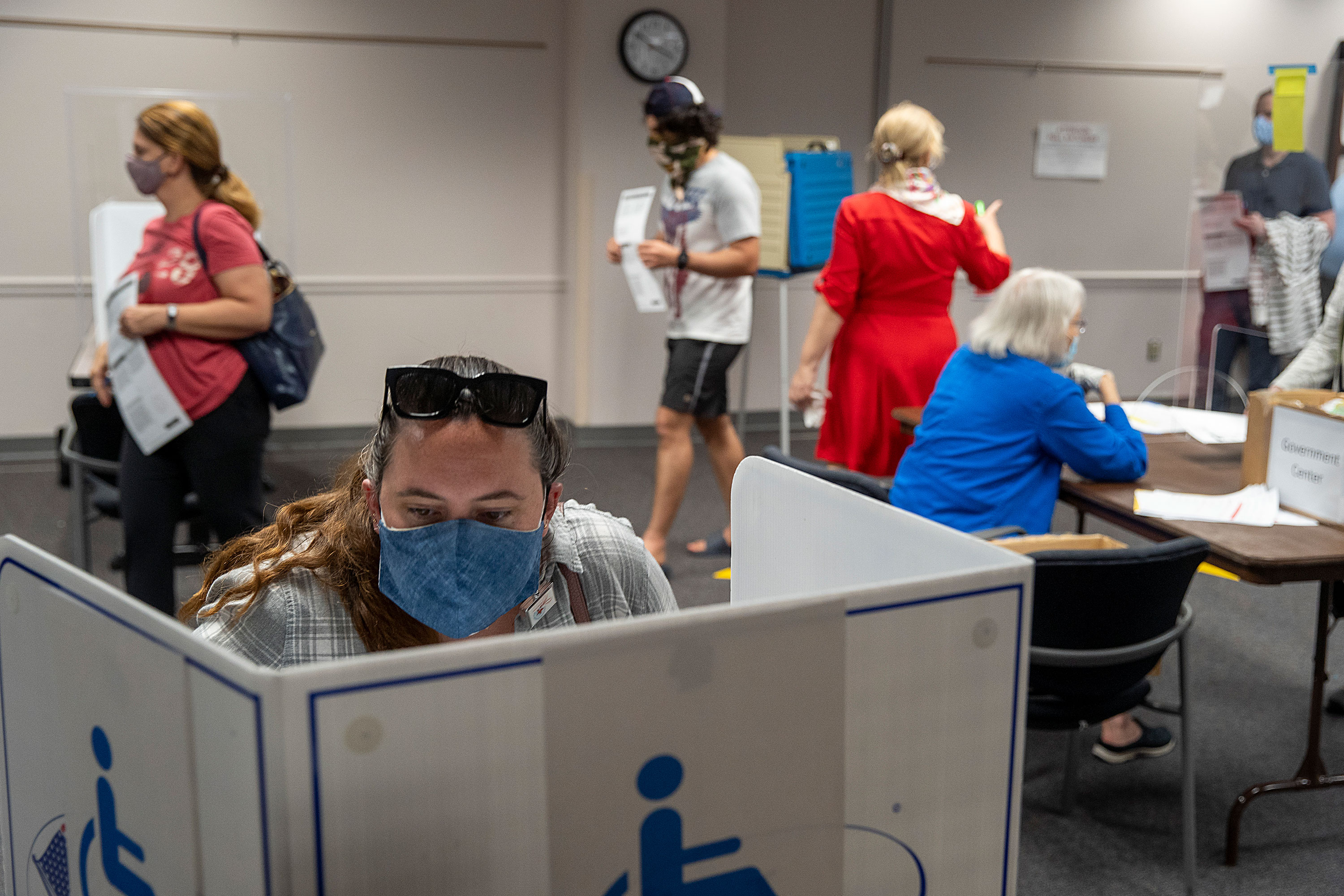 Voters cast ballots on September 18 in Fairfax, Virginia.