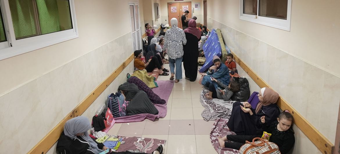 Al Shifa hospital is being used as shelter for displaced families in Gaza.