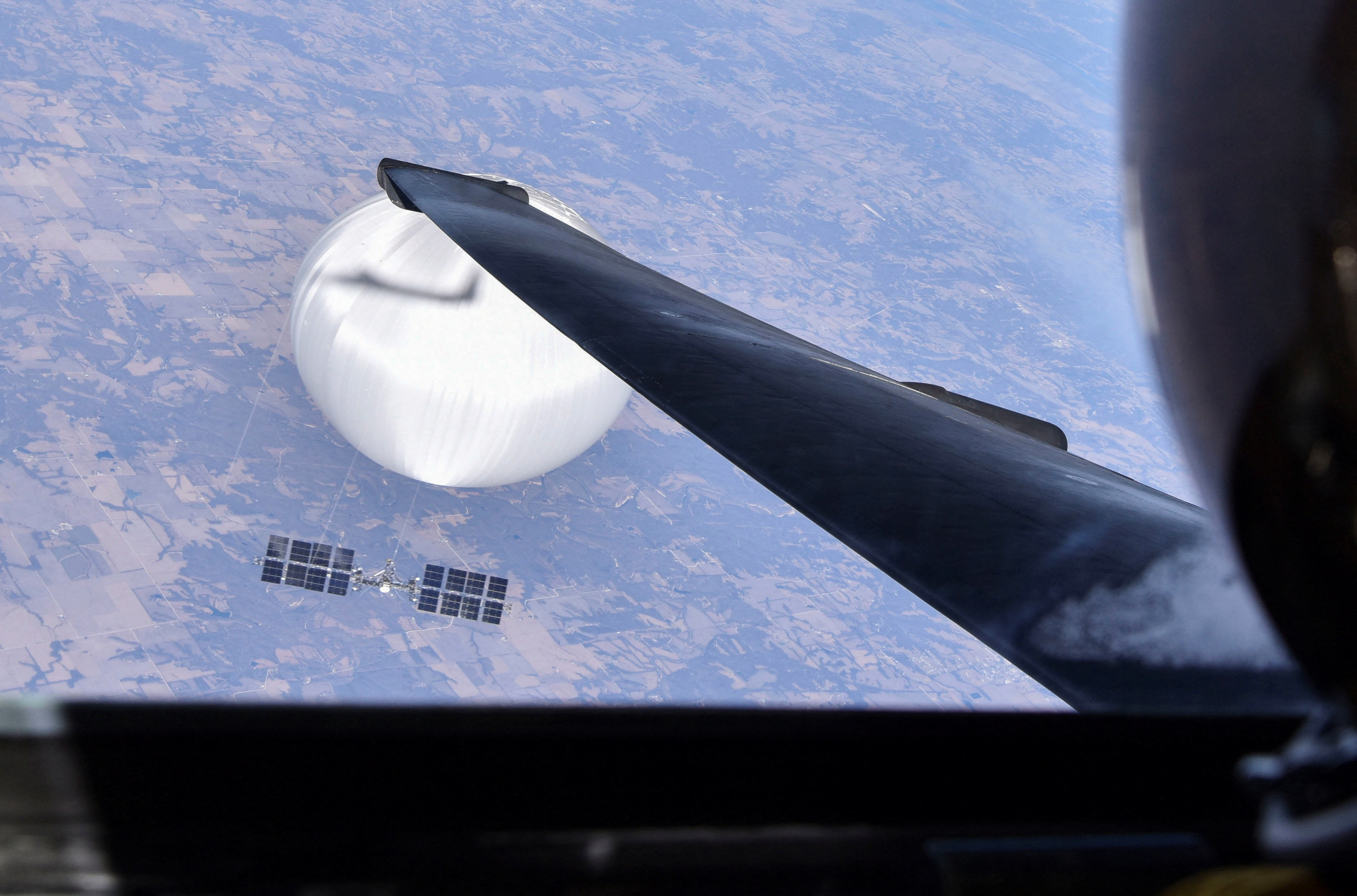 A U-2 Pilot flying over the central continental United States looks down on suspected Chinese surveillance balloon