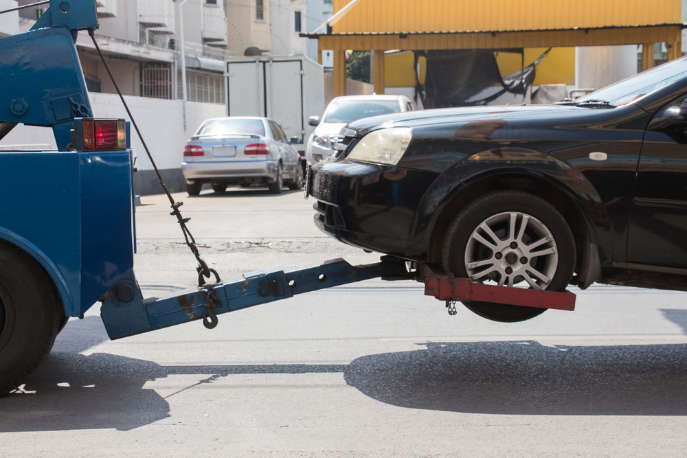 A car being towed.