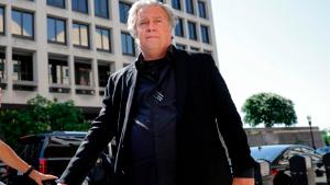 WASHINGTON, DC - JUNE 15: Steve Bannon, advisor to former President Donald Trump, arrives to the E. Barrett Prettyman U.S. Courthouse on June 15, 2022 in Washington, DC. Bannon is appearing before a federal judge in connection with his indictment for contempt of Congress for failing to respond to a subpoena from the House Judiciary Committee on January 6. (Photo by Kevin Dietsch/Getty Images)