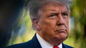 WASHINGTON, DC - SEPTEMBER 19: U.S. President Donald Trump speaks to members of the press prior to his departure from the White House on September 19, 2020 in Washington, DC. President Trump is traveling to North Carolina for a campaign rally. (Photo by Sarah Silbiger/Getty Images)