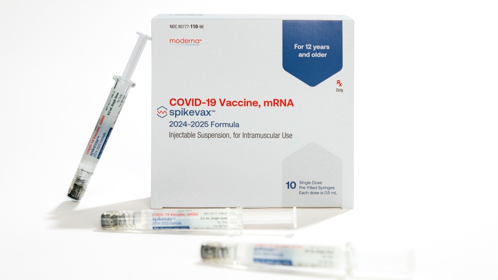 This photo provided by Moderna in August 2024 shows packaging and syringes for the company's updated COVID vaccine for ages 12 and up. (THE CANADIAN PRESS/AP-HO, Moderna)