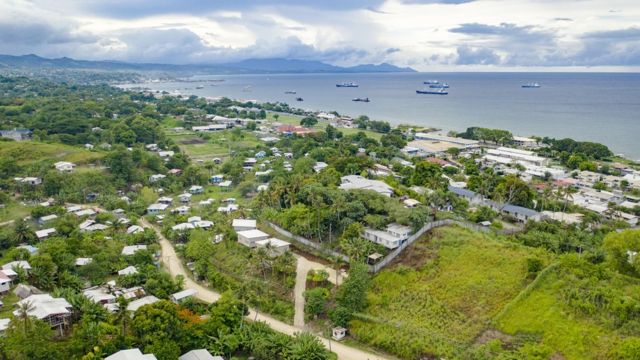 所罗门群岛和海湾鸟瞰图