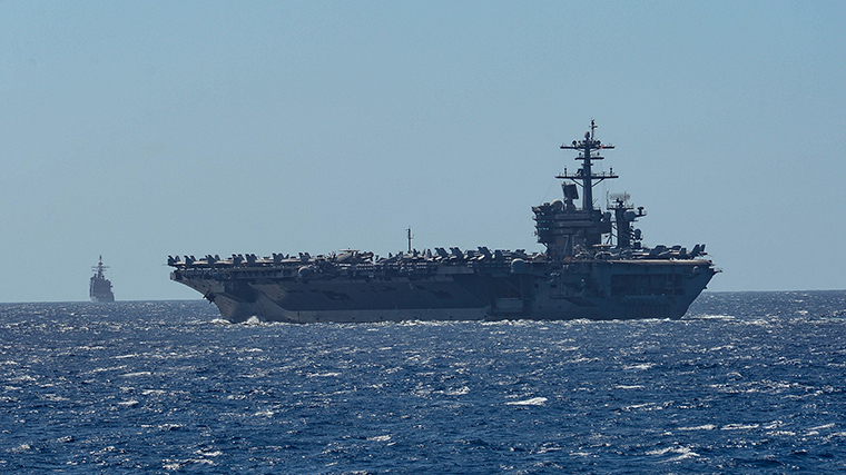  The aircraft carrier USS Theodore Roosevelt in the Philippine Sea February. 29. 