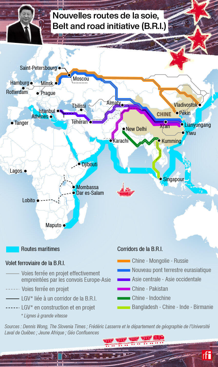 “一带一路”海上航线和陆地走廊。 “一带一路”海上航线和陆地走廊。