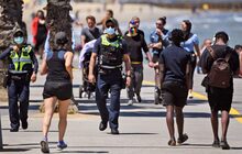 Protective Services Officers patrol along Melbourne's St Kilda Beach on November 8, 2020 as Victoria's state government announces an easing of restrictions with no new cases of Covid-19 recorded for the ninth day in a row. (Photo by William WEST / AFP) (Photo by WILLIAM WEST/AFP via Getty Images) Protective Services Officers patrol along Melbourne's St Kilda Beach on November 8, 2020 as Victoria's state government announces an easing of restrictions with no new cases of Covid-19 recorded for the ninth day in a row. (Photo by William WEST / AFP) (Photo by WILLIAM WEST/AFP via Getty Images)